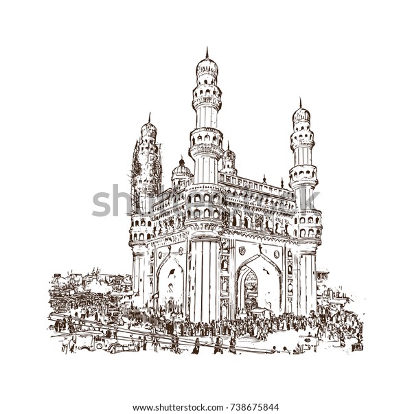 Sketch Charminar Hyderabad Telangana India Vector Stock Vector (Royalty ...