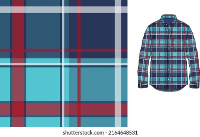 Sketch of Check rapport pattern design print for weekend shirts sketch