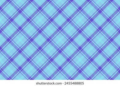 Sketch check seamless textile, symmetry fabric texture tartan. Printout background plaid pattern vector in cyan and indigo color.