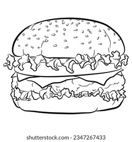 Sketch Cheese Hamburger Front View Doodle