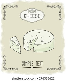  sketch of cheeses ,vector illustration