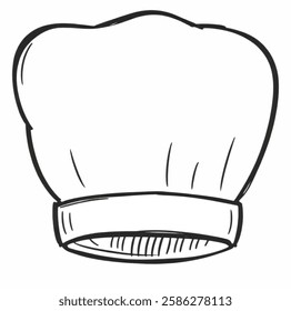 sketch chef hat white isolated on white background