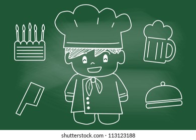 sketch chef on blackboard