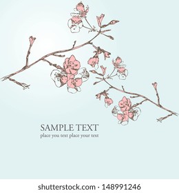 Sketch of cherry blossom vector illustration