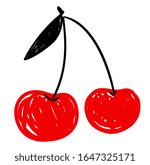 Sketch cherry isolated on a white background. Hand drawn berry element for design. vector illustration.