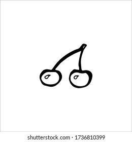 Sketch of cherry. Vector hand draw illustration isolated on white background
