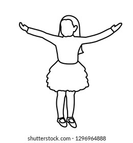 sketch of a child, girl, rejoices