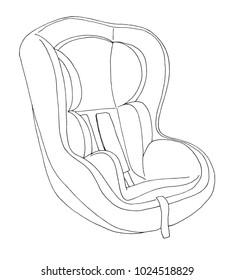 Sketch of a children's car seat. Child safety. Vector illustration