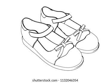 sketch of children's shoes vector