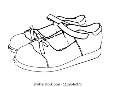 sketch of children's shoes vector