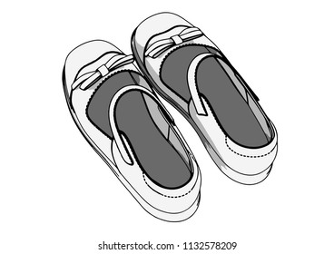 sketch of children's shoes vector