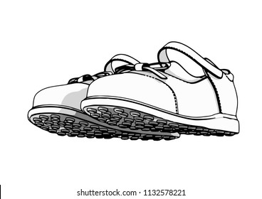 sketch of children's shoes vector