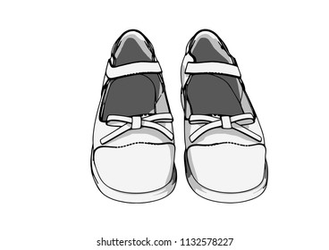 sketch of children's shoes vector