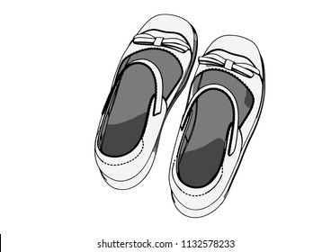 sketch of children's shoes vector
