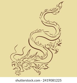 Sketch of Chinese dragon vector for card, illustration, decoration
