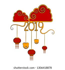 Sketch of a chinese new year banner. Vector illustration design