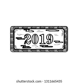 Sketch of a chinese new year label. Vector illustration design