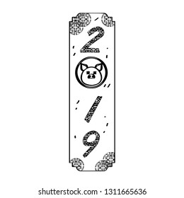 Sketch of a chinese new year label. Vector illustration design