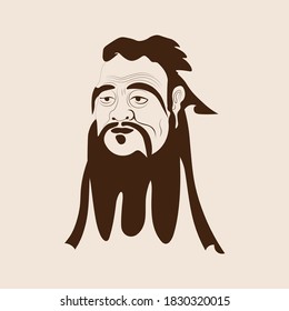 Sketch of Chinese Philosopher Confucius. Vector Illustration.