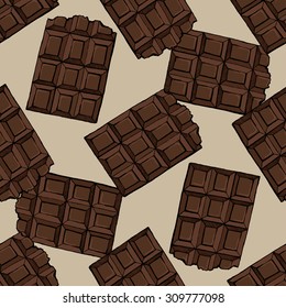 Sketch of Chocolate bar, vector illustration, seamless