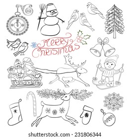 Sketch  with Christmas designs.