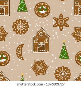 A sketch of Christmas gingerbread. Dessert on a light background.