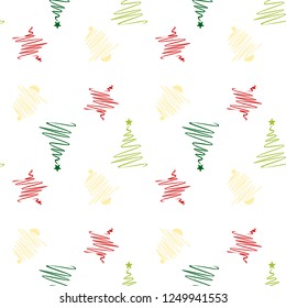 Sketch Christmas with star, bell, Christmas tree