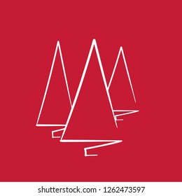 sketch of christmas tree on red background