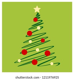 Sketch christmas tree with ornament