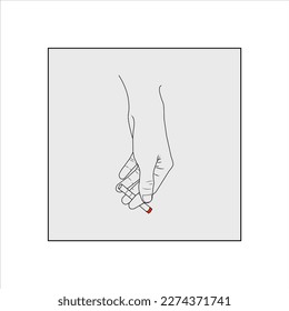 sketch of a cigarette in hand. line art. vector files.