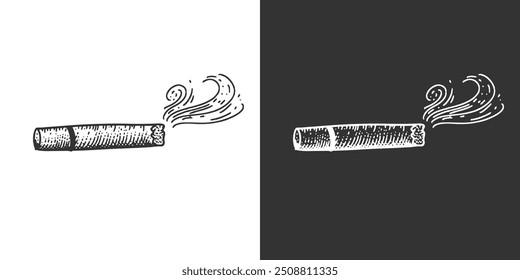 Esboço de fumaça de cigarro. Mão vintage desenhada. Ilustração vetorial