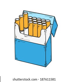 sketch of the cigarettes pack on white background, isolated