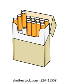 sketch of the cigarettes pack on white background, isolated