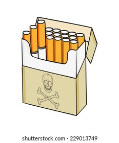sketch of the cigarettes pack on white background, isolated