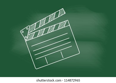 sketch of cinema clap on blackboard