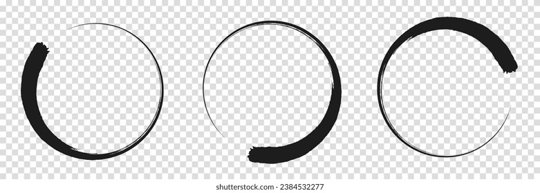 Sketch of circular doodles with a marker. Set of circular frames. Collection hand drawn round shape. Vector illustration on a transparent background.