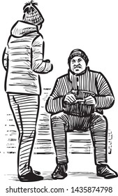 Sketch of the citizens resting in a city park