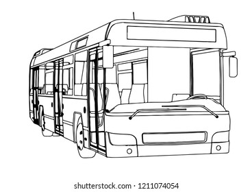 sketch city bus vector