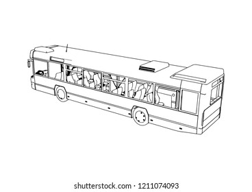 sketch city bus vector