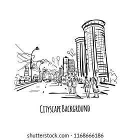 Sketch of city street for your design