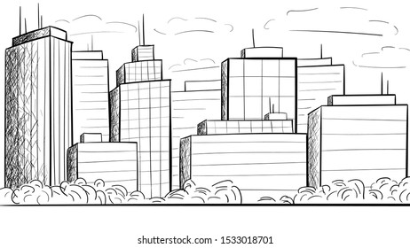 sketch of cityscape with buildings. EPS-10