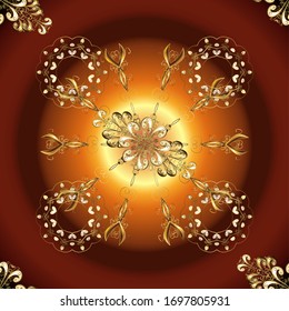 Sketch classic vector orange, red and brown and golden pattern. Classic vintage background. Traditional orient ornament.