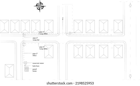 Sketch Of The Clean Water Distribution Pipe Scheme In Residential Areas