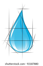 Sketch of clear water drop. Vector-Illustration