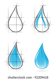 Sketch of clear water drop. Vector-Illustration