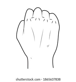 sketch of clenched hand over white background, vector illustration