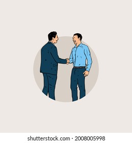 Sketch of Close up, Handshake of two businessmen, partnership concept, Shaking hands to seal a deal. Vector Design Illustration