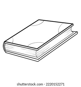 boceto, libro cerrado, libro de colorear objeto aislado sobre fondo blanco, ilustración vectorial, eps
