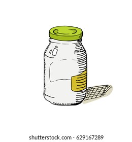 Sketch of closed empty glass jar vector illustration EPS10