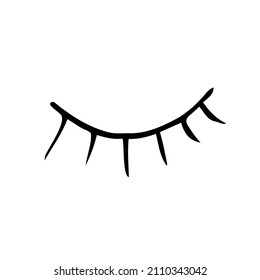 Sketch closed eye with eyelashes. Drawn by hand. Vector illustration.